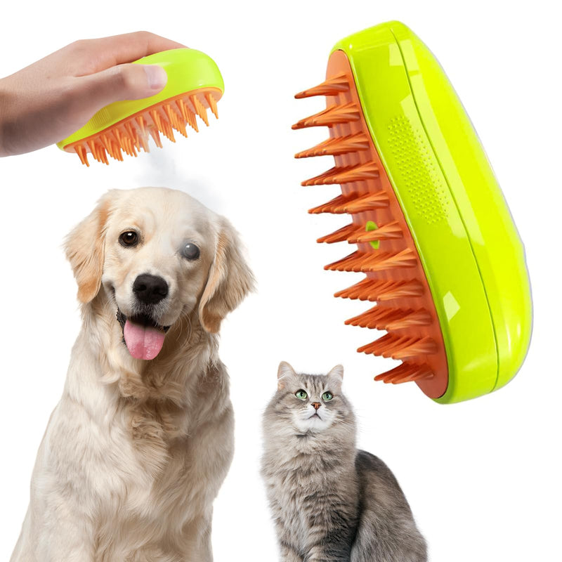 Cat Steam Brush - 3 In1 steam brush for cats,cat steam brush for shedding,cat brush with steam for Massage for Removing Tangled And Loosse Hair (Green) Green - BeesActive Australia