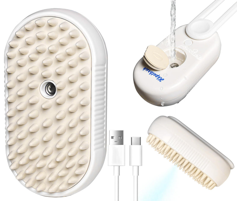 Pet Steam Brush for Cats and Dogs - Easy to Clean Grooming Tool for Pet Spa, Water Brush with Steam Technology - Perfect for Cat & Dog Hair Removal (O White) - BeesActive Australia