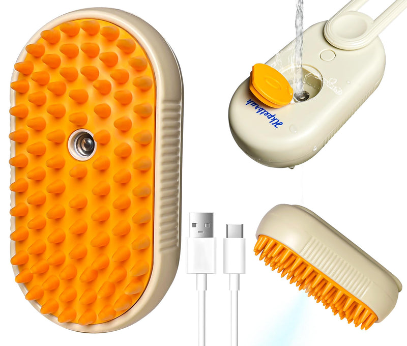 Pet Steam Brush for Cats and Dogs - Easy to Clean Grooming Tool for Pet Spa, Water Brush with Steam Technology - Perfect for Cat & Dog Hair Removal (O Coffee) - BeesActive Australia