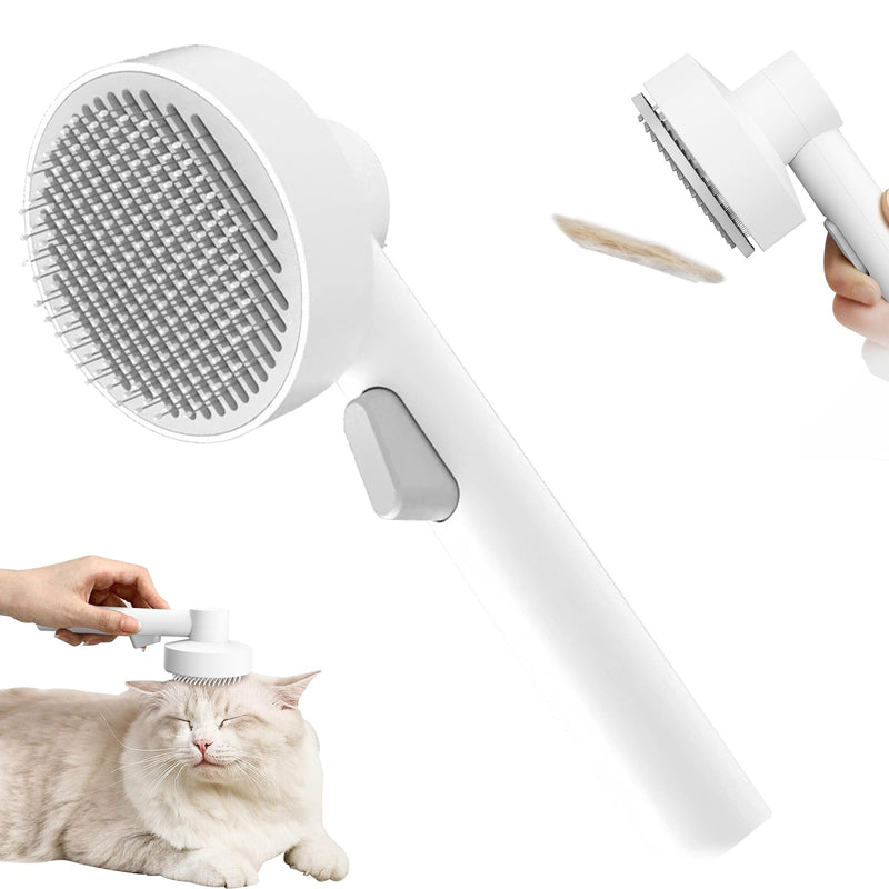 Cat Brush with One-click Cleaning Button, Cat Brush For Shedding to Remove Loose Fur, Pet Brush for Grooming and Massage.(Gray) Gray - BeesActive Australia