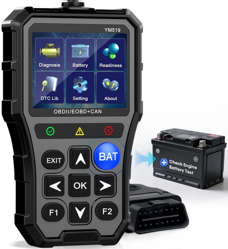 AMTIFO OBD2 Scanner with Battery Tester - Check Engine Light & Emissions Readiness, Plug & Play, Battery Health, Real-Time Date, Car Code Reader, Support All OBD II Vehicles - BeesActive Australia