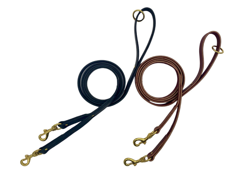 Ravenox Leather Safety Dog Leash | Secure & Versatile Lead with Dual Brass Bolt Snaps | Perfect for Prong & Martingale Collars, Harnesses | Burgundy 3/4-inch x 6 FT - BeesActive Australia