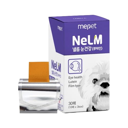 Mepet NeLM Eye Support for Dogs - Antioxidants, Lutein, Beta-Carotene, Vitamin C & E for Eye Care and Vision Support - Oral Dissolving Film, Allergens and Additives Free - Beef Flavor (30 Films) - BeesActive Australia