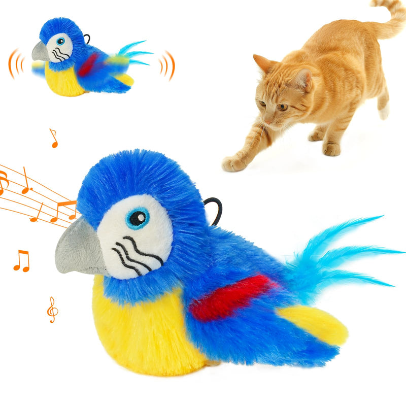 Cat Toys for Indoor Cats, Flapping Bird Cat Toy, Electric Simulated Chirping Bird Interactive Cat Toy with Flappy Wings, Rechargeable Touch Activated Cat Toys with Catnip and Feather - Bule B-Blue - BeesActive Australia