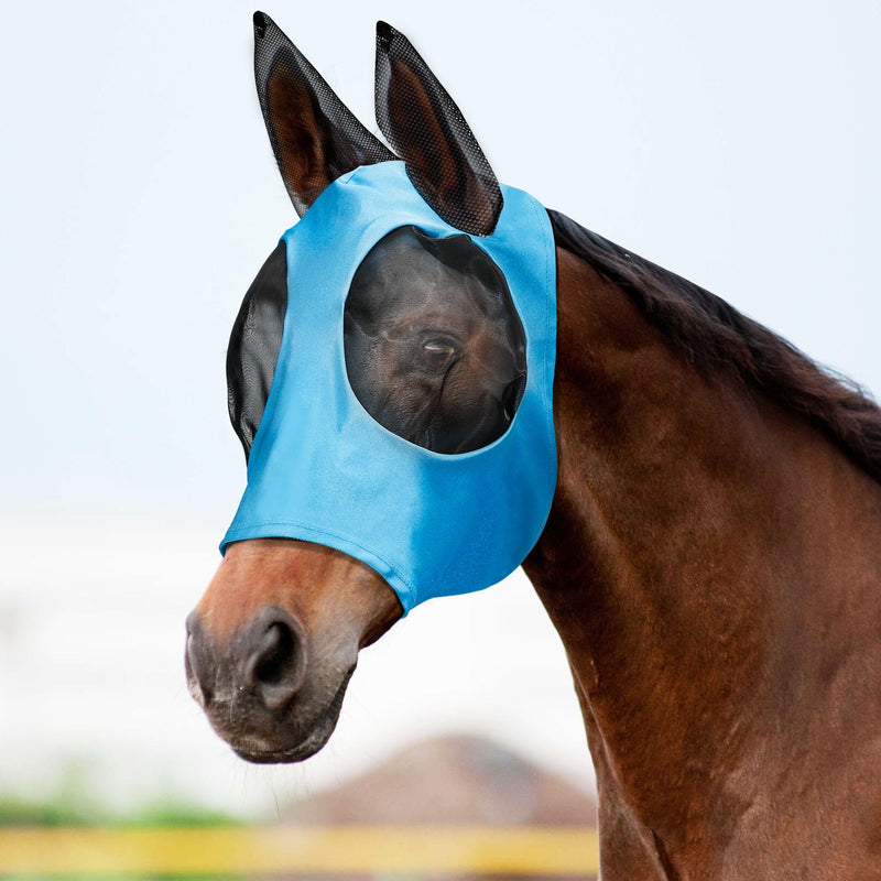 Masks for Horses, Safe and Breathable Horse Fly Masks with Ears, Shade and Cooling to Protect The Horse's face from Disturbance, Blue L - BeesActive Australia
