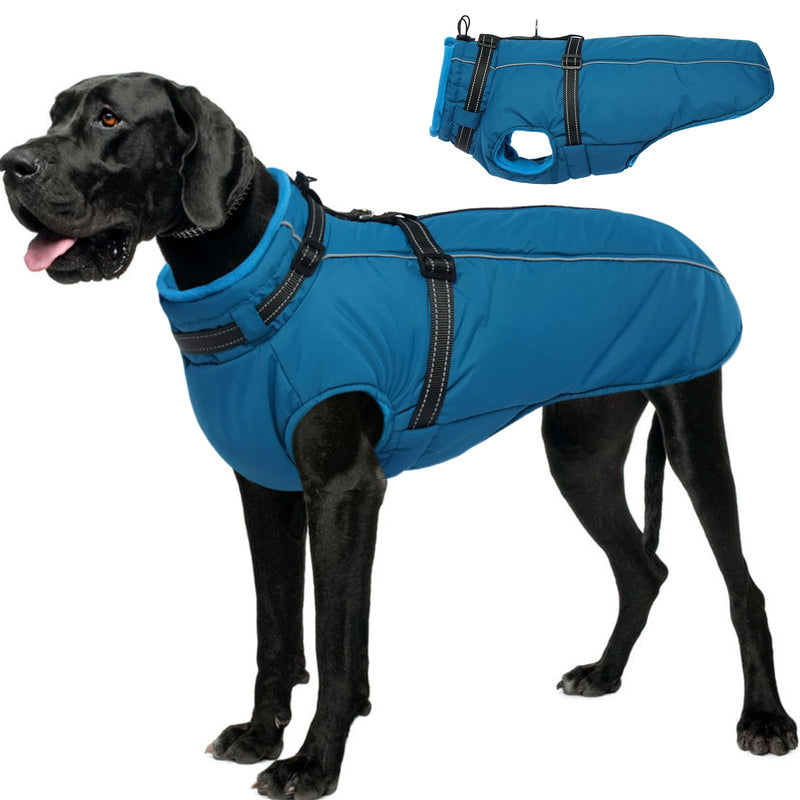 Lelepet Dog Coat,XX-Large Dog Coat with Harness Waterproof Dog Jacket Warm Dog Winter Coat with Harness Dog Fleece Jacket Dog Padded Vest Dog Snow Jacket Reflective Dog Coats for Large Dogs,Weimaraner XX-Large Blue - BeesActive Australia