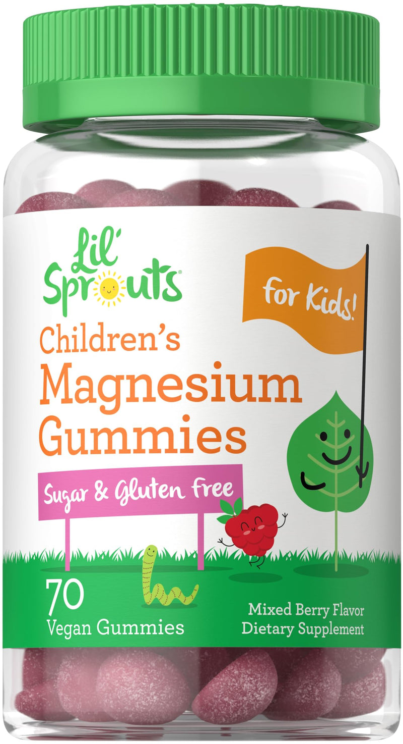 Lil' Sprouts Children's Magnesium Gummies | 70 Count | Mixed Berry Flavor | Sugar Free | Vegan, Non-GMO & Gluten Free