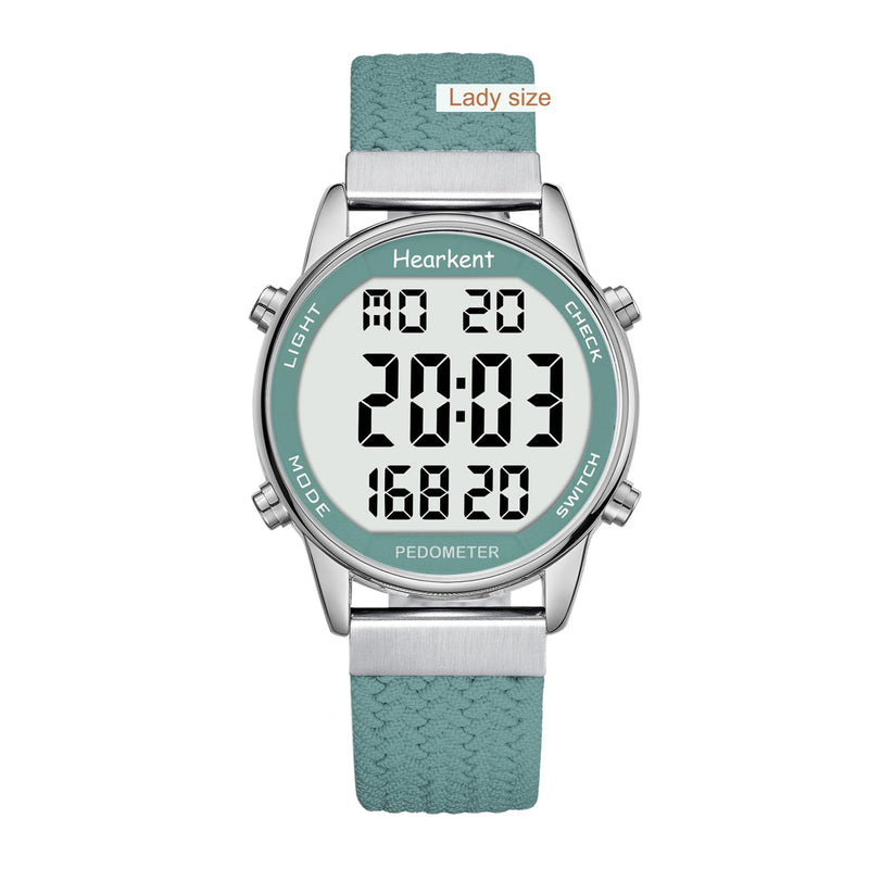 Hearkent Women Pedometer Watch for Walking Steps and Miles-Step Counter for Calories,30M Waterproof-EL Backlight-Countdown-Stopwatch-No App Step Tracker for Adults Seniors Green
