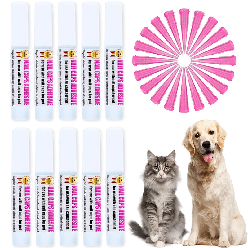 10pcs of Special Pet Nail Adhesive Glues & 20pcs of Applicator Tips for Cat Nail Caps and Dog Nail Caps 10pack - BeesActive Australia