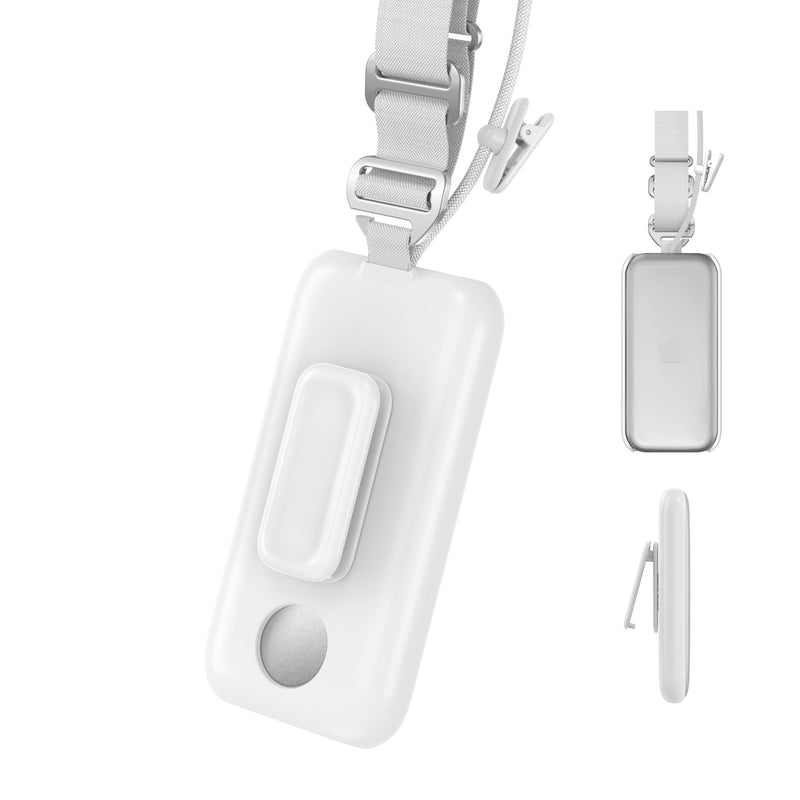 Battery Holder for Apple Vision Pro,Portable Vision Pro Battery Case with 360° Rotatable Belt Clip and Cross-Body Strap. (White) White - BeesActive Australia