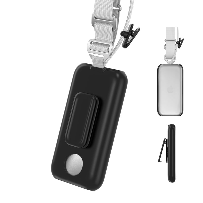 Battery Holder for Apple Vision Pro,Portable Vision Pro Battery Case with 360° Rotatable Belt Clip and Cross-Body Strap. (Black) Black - BeesActive Australia
