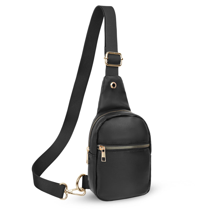 VOROLO Large PU Sling Bag For Women and Men Crossbody Bag For Women and Men Cross Body bag with Ajustable Strap Black 03 PU PU Black