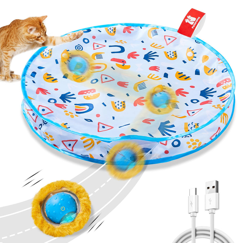 Potaroma Interactive Cat Toys, Fast Rolling Ball in Play Mat, Automatic Motion Activated Moving Ball Hide and Seek Game for Indoor Exercise Kicker, 28 Inch Play Mat - BeesActive Australia