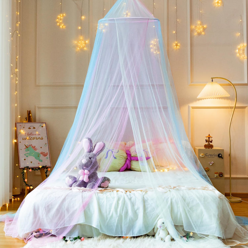 Rainbow Mosquito Mesh Net for Bed Canopy Large Dome Hanging Bed Net Tent for Double/Single Bed,Bed Canopy for Princess Bed,Ideal for Bedroom Decorative or Travel (Rainbow) Rainbow - BeesActive Australia