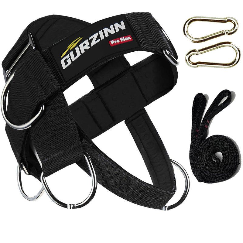 【GurZinn】 Neck Harness Trainer - Adjustable 40" (100cm) Heavy Duty Rope & Neoprene Padding | Improve Neck Strength & Reduce Neck Pain | Gym & Home Use one size Black