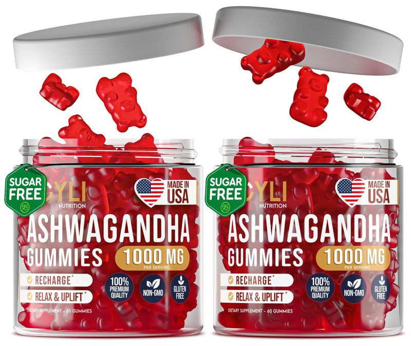 [2 Pack] Ashwagandha Gummies for Women & Men — Natural Soothing Gummies with Pure Ashwagandha Root Extract Vitamin C Zinc — Ashwagandha Supplements for Focus & Rest — 120 Sugar Free Chews 60 Count (Pack of 2)