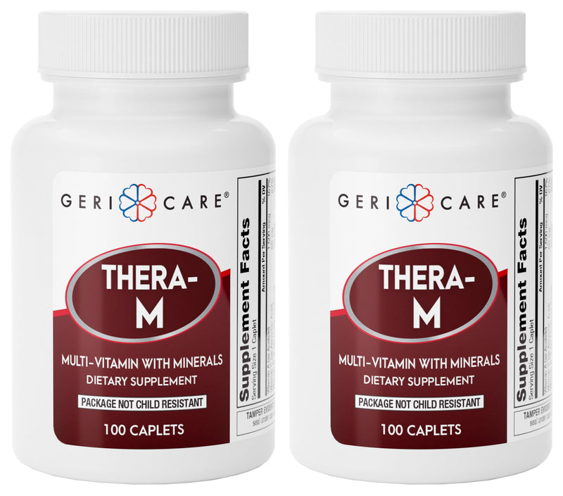 GeriCare Thera M Multivitamin Caplets, Blend of Vitamins and Minerals to Ensure Maximum Nutritional Support Antioxidant Protection Supplement, 100 Count (Pack of 2) 100 Count (2pk) with Mineral