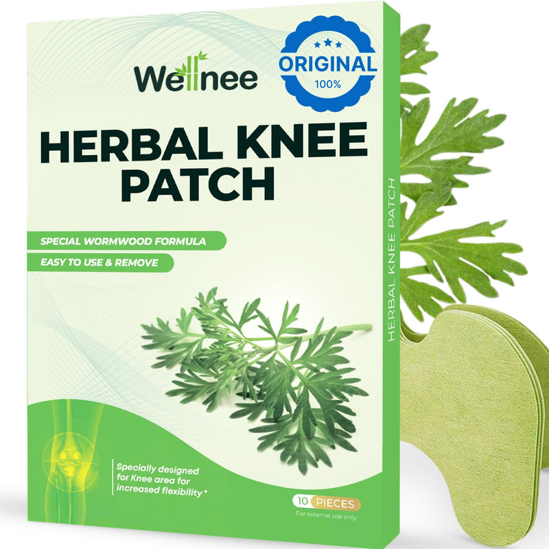 Original Herbal Knee Patch - Wellknee Plaster for Knee Support & Muscle Pain - Maximum Strength for a Temporary Relief - Adhesive Heat Patches Made with Natural Herbs for Wellness (10 Pads) 10 Pads (Pack of 1) - BeesActive Australia