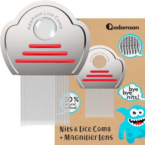 Lice Comb for Kids - Nit Comb with Magnifier Lens, All Hair Types Red