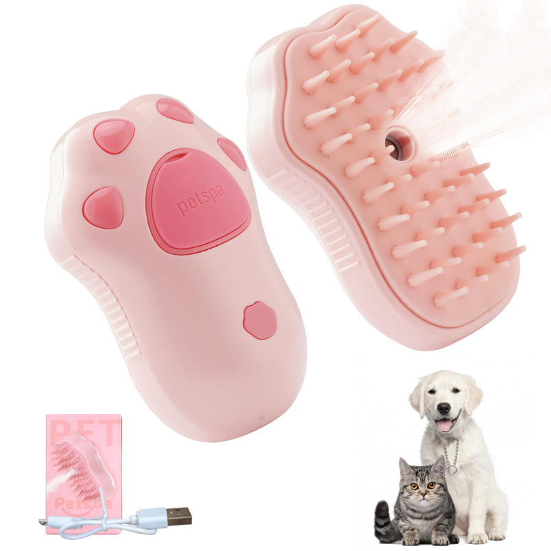 Steam Brush for Cats, 3 In 1 Cat Steamy Brush, New Upgraded Silicone Self-Cleaning Spray Cat Brush for Shedding, Pet Steam Brush, Dog Steam Brush, Pet Hair Cleaning Brush for Cat Dog PINK - BeesActive Australia