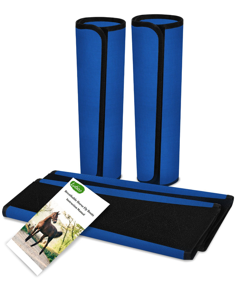 Fly Boots for Horses Set of 4 Legs Universal Size Breathable PVC Equine Fly Boots Horse leggings - Reduce Stomping & Hoof Damage and Protect Pony & Donkey (Blue) Blue - BeesActive Australia