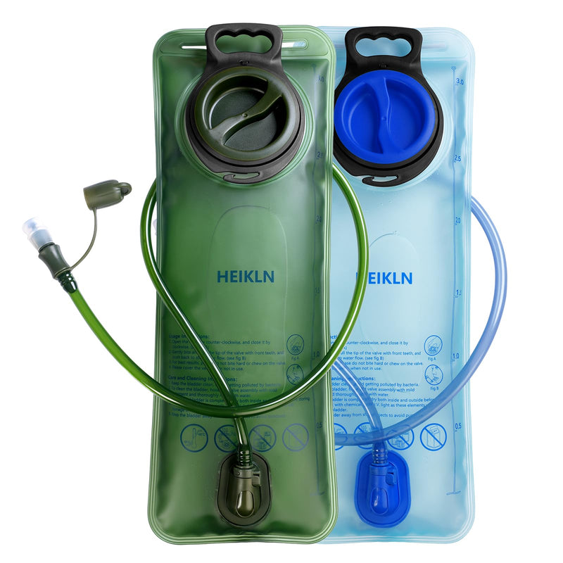 Hydration Bladder 1.5L-2L-3L,Leak Proof Water Reservoir, BPA Free Military Water Storage Bladder Bag Hydration Pack Replacement Easy Clean for Bicycling Hiking Camping Hunting Running 3L Blue+Green