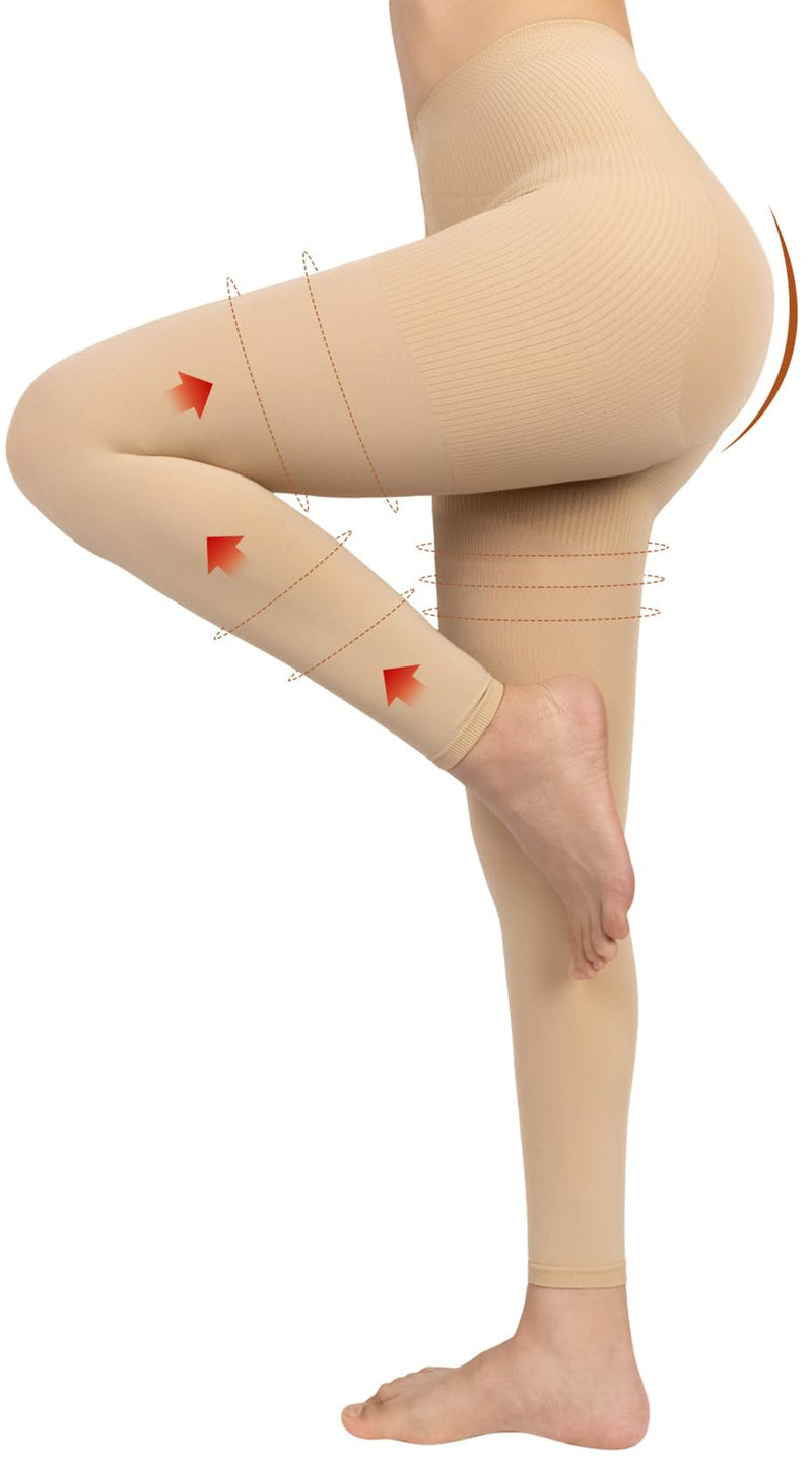 8-15mmHg Medical Compression Pantyhose for Women Graduated Support Hose Leggings Tight for Varicose Veins Large-XL-Large Beige - BeesActive Australia