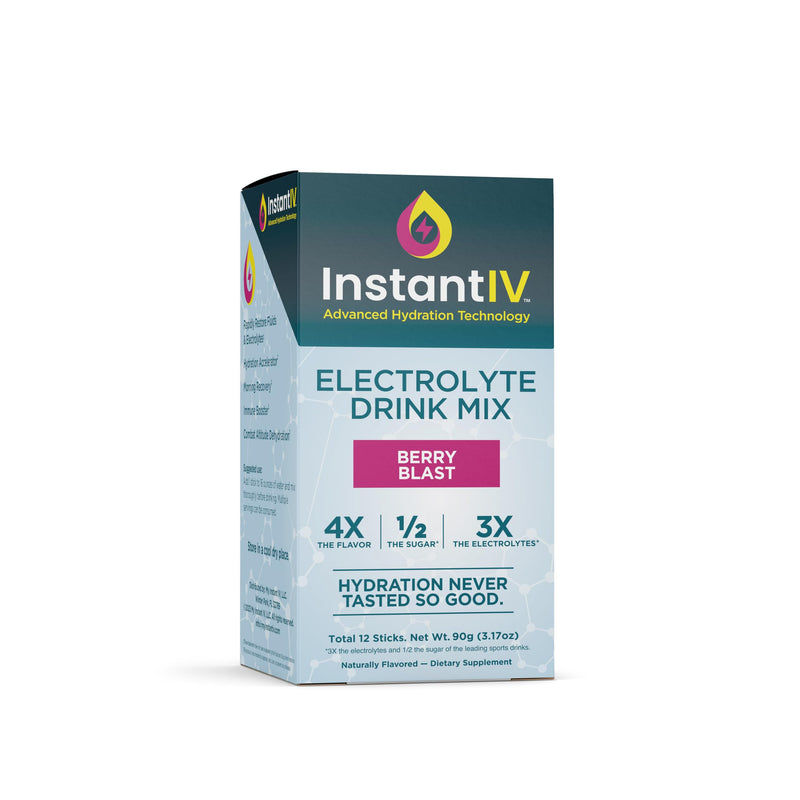 Electrolytes Powder - 3X Electrolytes,1/2 Sugar with Vitamin C, B3, B6, Electrolytes Powder Packets for Hydration, Recovery & Immunity, Vegan & Gluten Free | Berry Blast - 12 Packets 5.25 Pound (Pack of 1)