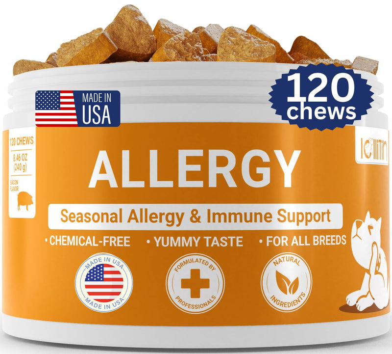 Allergy Relief for Dogs - 120 Chews - Seasonal Allergy, Immune Support, Skin and Coat Health - All Natural, Made in USA - BeesActive Australia