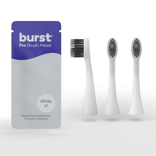 BURST Pro Sonic Electric Toothbrush Genuine Replacement Heads (White/3 Pack) | Soft Bristles for Deep Clean, Stain & Plaque Removal White