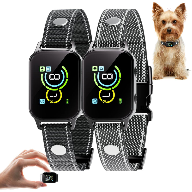 Dog Bark Collar 2 Pack,No Shock Rechargeable Smart Barking Collar for Small Medium Mini Dogs,Anti-Bark Collar for Small Dogs,Barking Collar with Beep Vibration Humane No Shock Barking Collar(2 Pack) Black+white - BeesActive Australia
