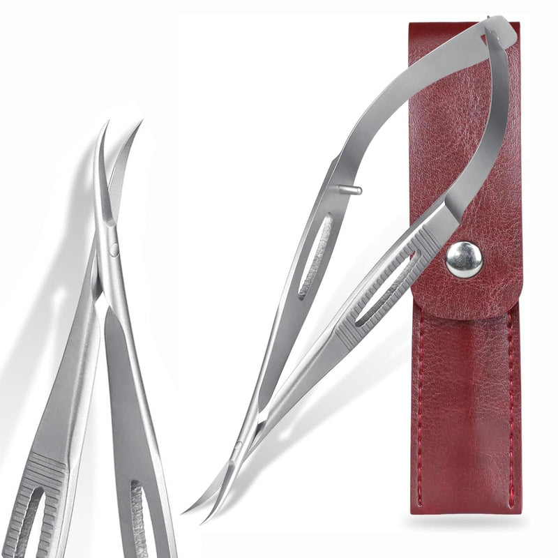 Cuticle Scissors, Professional Curved 15° Blade Stainless Steel, Ultra Sharp for Precision Nail Grooming, Eyebrow Shaping, and Sewing Thread Snips, with Travel Case - BeesActive Australia