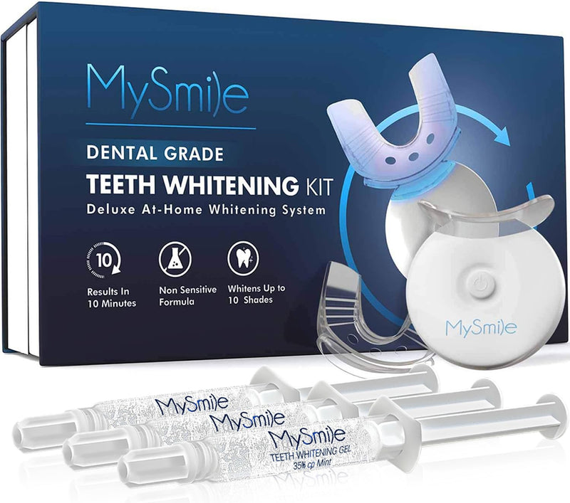 MySmile Teeth Whitening Kit with LED Light, 10 Min Fast Teeth Whitener with 3 x 35% Carbamide Peroxide Teeth Whitening Gel, Helps to Remove Stains from Coffee, Smoking, Wines, Soda, Food - BeesActive Australia