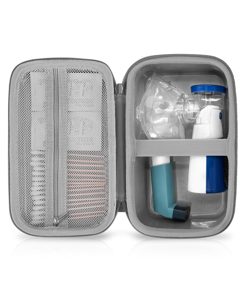 Asthma Inhaler Case Portable Nebulizer and Spacer Storage for All Models of Inhalers - Travel Carrying Case for Masks, Inhaler Holder (TRANSPARENT)