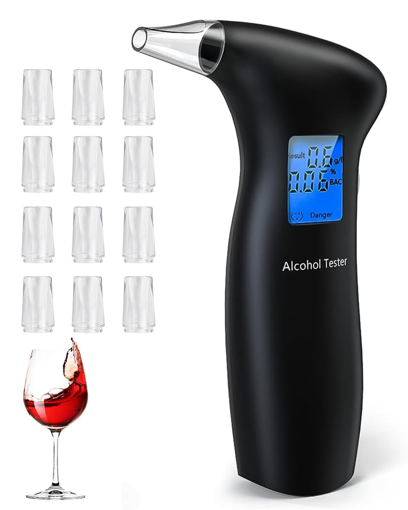 VRKYRIN Breathalyzer for Alcohol, Portable Breathalyzers to Test Alcohol Personal Alcohol Breathalyzer Tester with LCD Display and 12 Mouthpieces for Home Party Use - BeesActive Australia