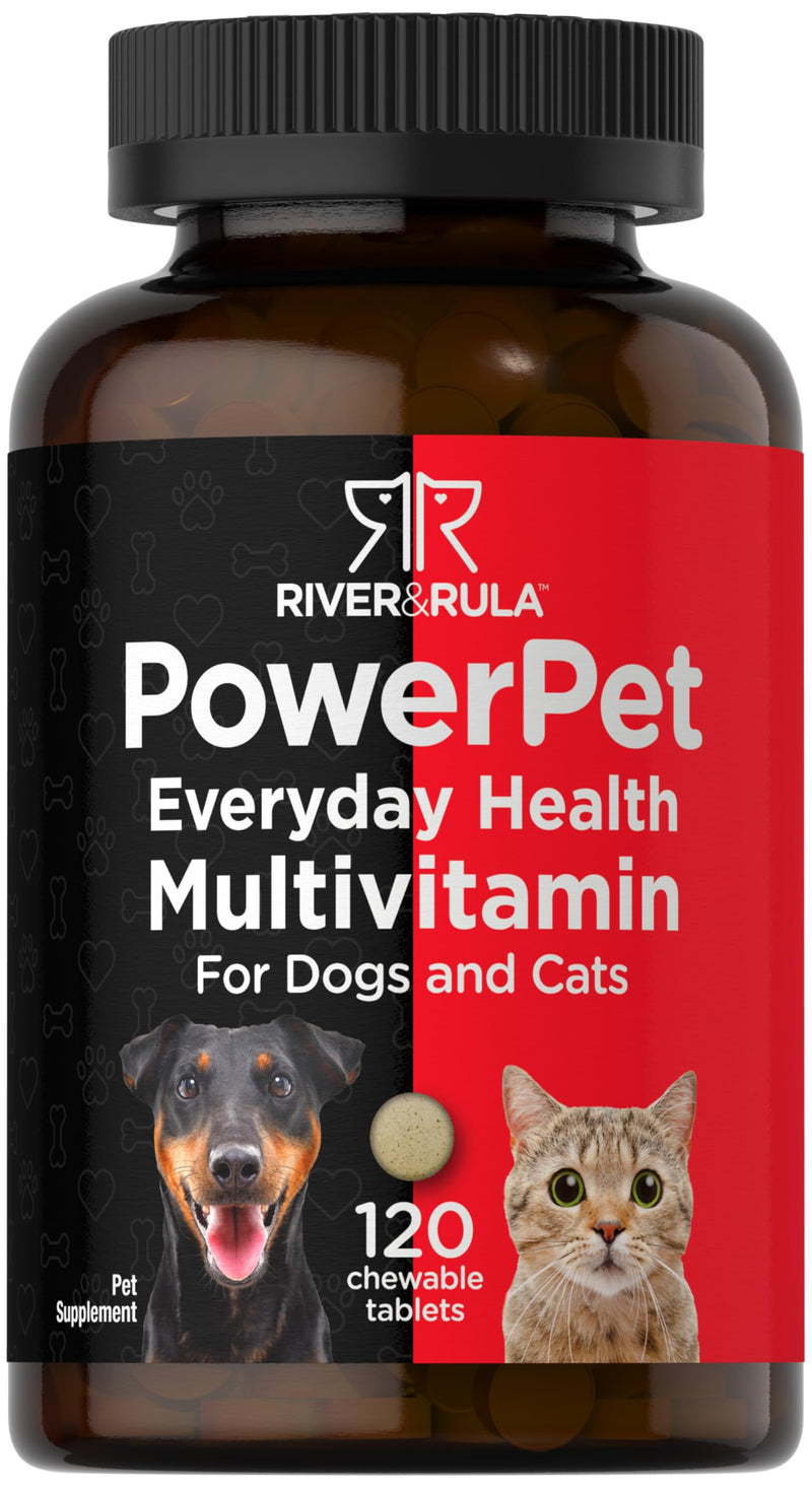 Horbäach Pet Multivitamins for Dogs & Cats | 120 Chewable Tablets | Health Support Supplement | Non-GMO, Gluten Free | by River & RULA - PawsPlanet Australia