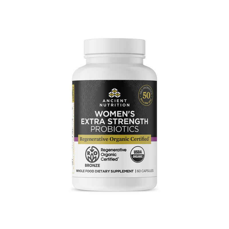Ancient Nutrition Regenerative Organic Women’s Extra Strength Probiotics | Supports Healthy Digestion and Immune System Function Support, 25 Billion CFUs* Per Serving, 60 Count