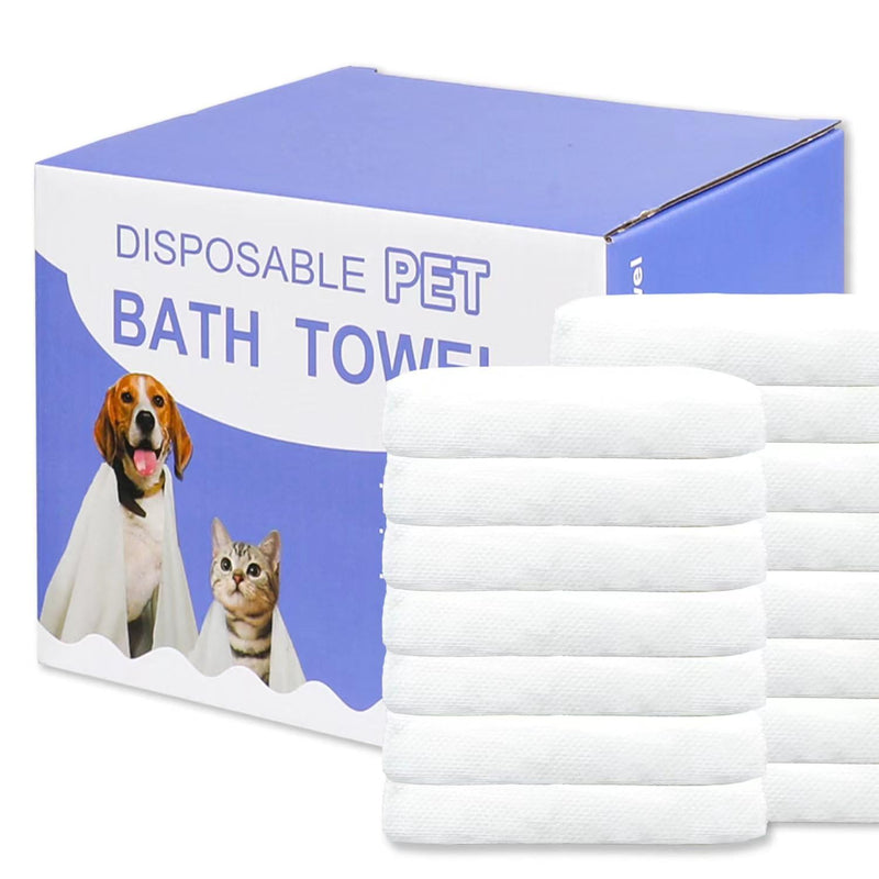 Disposable Pet Bath Towel,15 PCS Portable Pet Grooming Towels,11.8 x 21.6 inch Convenient Pet Cleaning Towel Pet Drying Towels,Absorbent Bath Towel for Small Dog Puppy Cat - PawsPlanet Australia