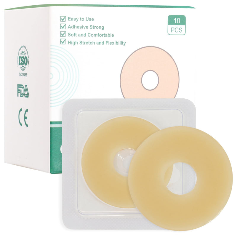 Ostomy Barrier Rings - Outer Diameter 2" (50mm) 2mm Thickness,Moldable Ostomy Rings,Hydrocolloid Skin Extender Rings for Colostomy Bags,10 Count 10PCS Ostomy Barrier Rings