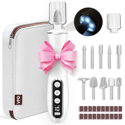 Electric Nail File Drill Cordless 2000 mAh Rechargeable 10-Speed Nail Filer White