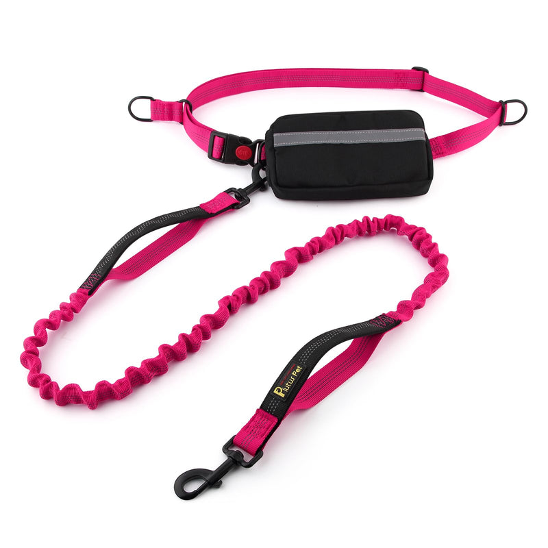Plutus Pet Hands Free Dog Leash, Soft Padded Dual Handle Retractable Bungee Leash with Reflective Stitches, Adjustable Wasit Leash for Dog Walking Running Jogging, for Medium Large Dogs New Hot Pink - BeesActive Australia