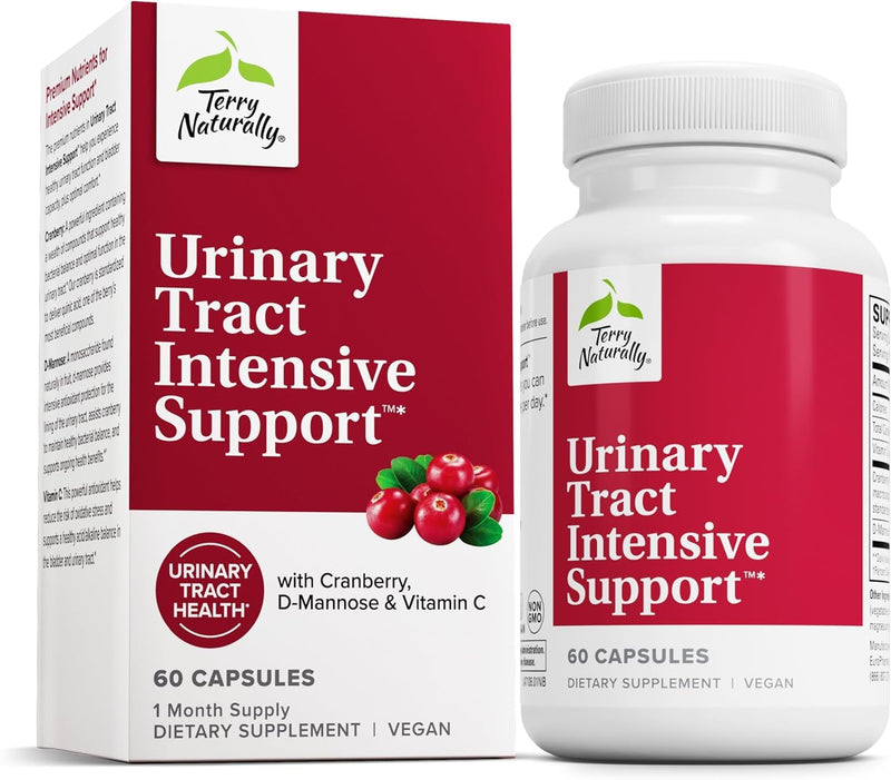 Terry Naturally Urinary Tract Intensive Support - Supplement with Cranberry for Bladder Health Support - Kidney Health Supplement with D-Mannose & Vitamin C - 60 Capsules (30 Servings) - BeesActive Australia