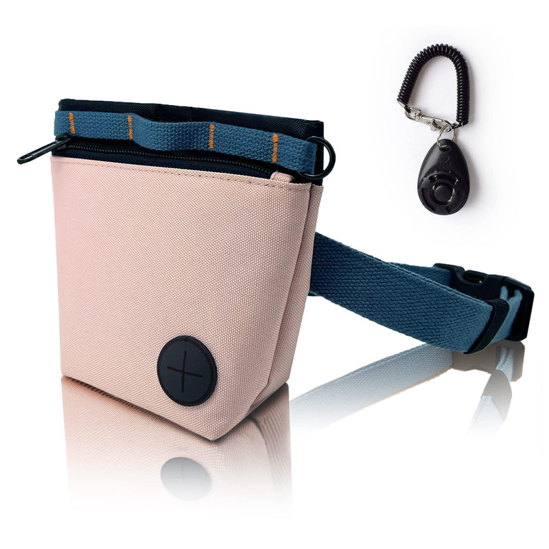 Dog Treat Pouch with Pet Training Clicker, Dog Training Treat Pouch Kit, Magnetic Closure, Hands-free training. (Pink) Pink - BeesActive Australia