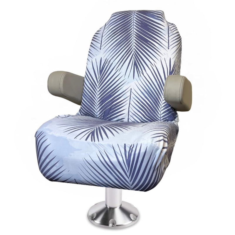Pontoon Boat Seat Cover Microfiber, Quick-Dry, Universal Fit, Stylish Palm Leaf Design (Blue Palms), PB01BBG - BeesActive Australia