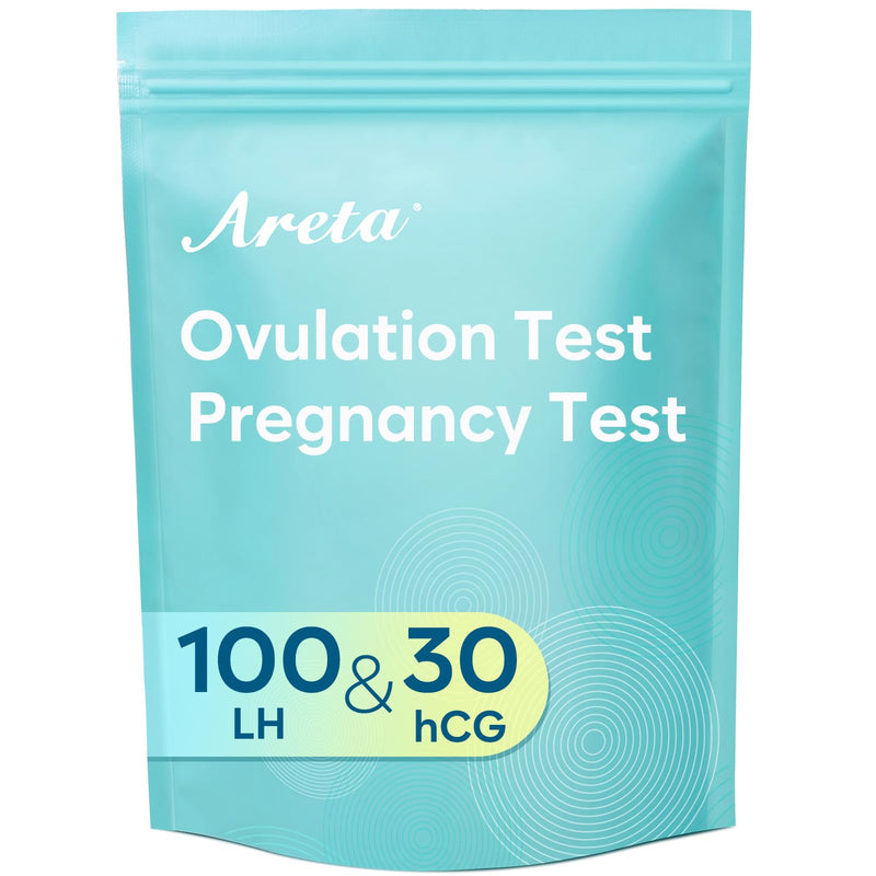 Areta Ovulation & Pregnancy Test Strips: 100 Ovulation Strips & 30 Pregnancy Tests Combo Kit | Accurate at-Home Fertility Tracker | Highly Sensitive Early Pregnancy Detection | 100 LH + 30 HCG 130 Count (Pack of 1) - BeesActive Australia