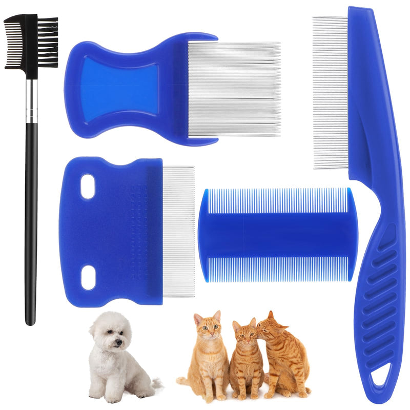Molain 5 Pack Tick Flea Comb, Stainless Steel Dog Cat Grooming Combs with Rounded Teeth, Flea Brush for Cats Lice combs, Thick Hair Pet Tear Stain Comb, Fine Tooth Comb Dematting Tool for Dog Cat 5-Pack - BeesActive Australia
