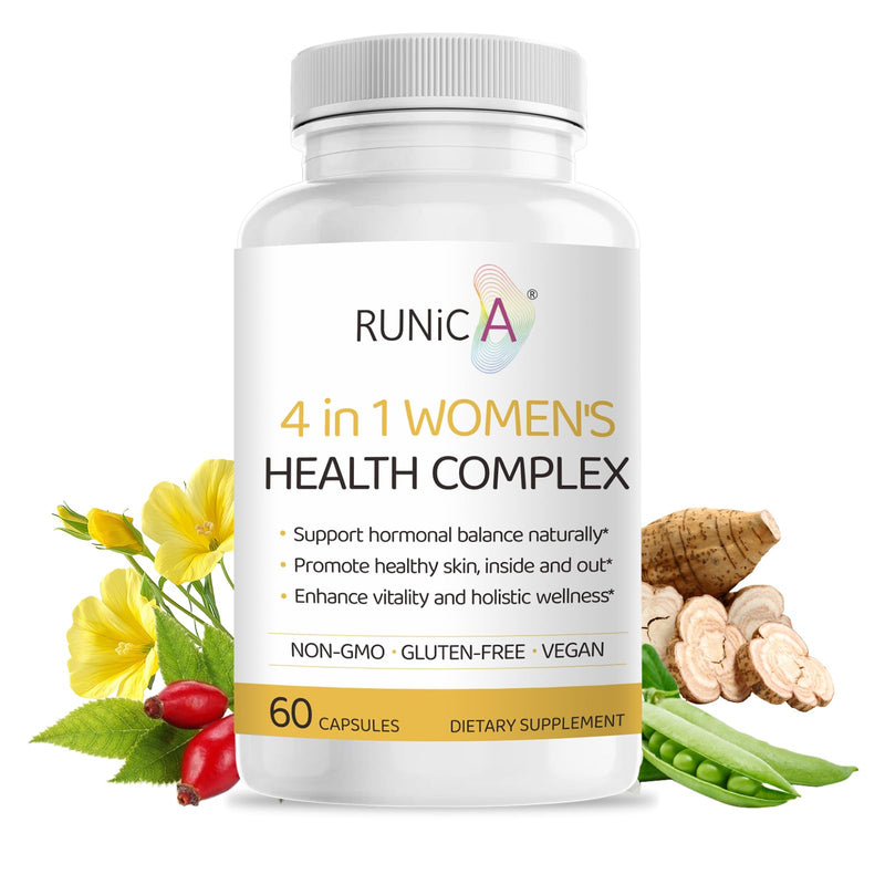 4-in-1 Women‚Äôs Hormonal Balance Complex Supplement | Rosehip, Pueraria & Evening Primrose with Soy Isoflavones | Menstrual Cycle, Menopause, Energy Level & Healthy Skin Support 30-Day Essentials Pack