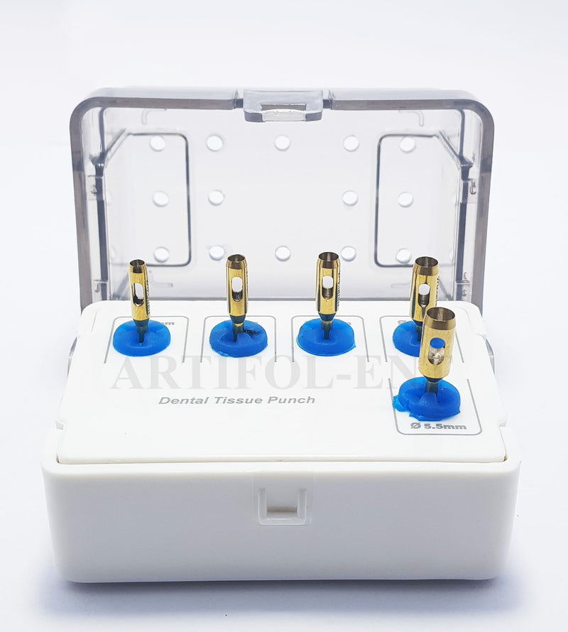 Generic Dental Tissue Punch Kit Gold Color 5 Pcs Set with Holder OS1022