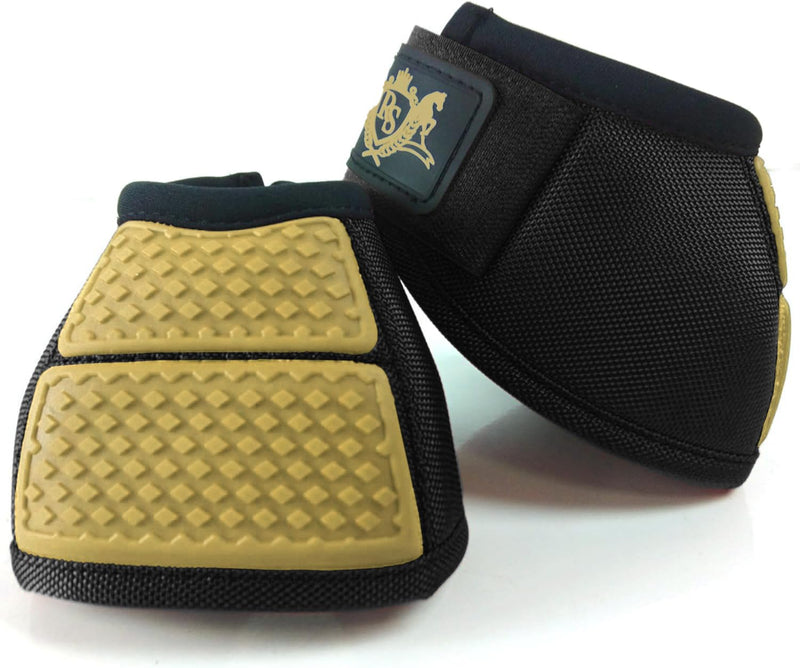 Bell Boots | Prevent Horses from Injury | Professional Bell Boots for Horses with Superb Protection, Durability, Comfort, Relaxable & Lightweight Large GoldLine Black - BeesActive Australia