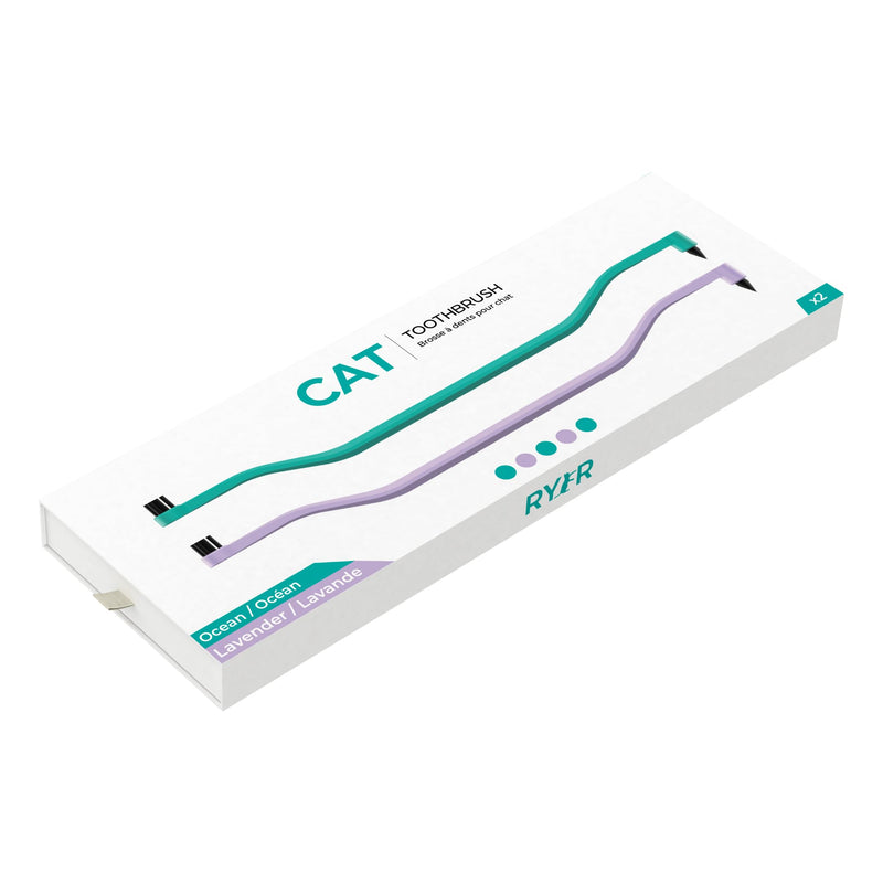 RYERCAT Set of 2 Dual Sided Cat Toothbrush - Kitten Toothbrush with Micro Head to fit into Cat/Kittens Mouth - Cat Dental Care Supplies - Pet Toothbrush for Cats(Lavender Purple & Ocean Blue) Lavender Purple and Ocean Blue - PawsPlanet Australia